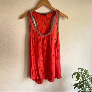 Anthropologie Ella Moss Red Bumblebee Tank Top Shirt Bee Print Medium